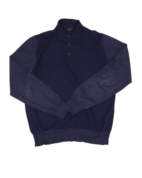 Lanvin Long sleeves Shirt in Navy Blue Wool 7766494412860