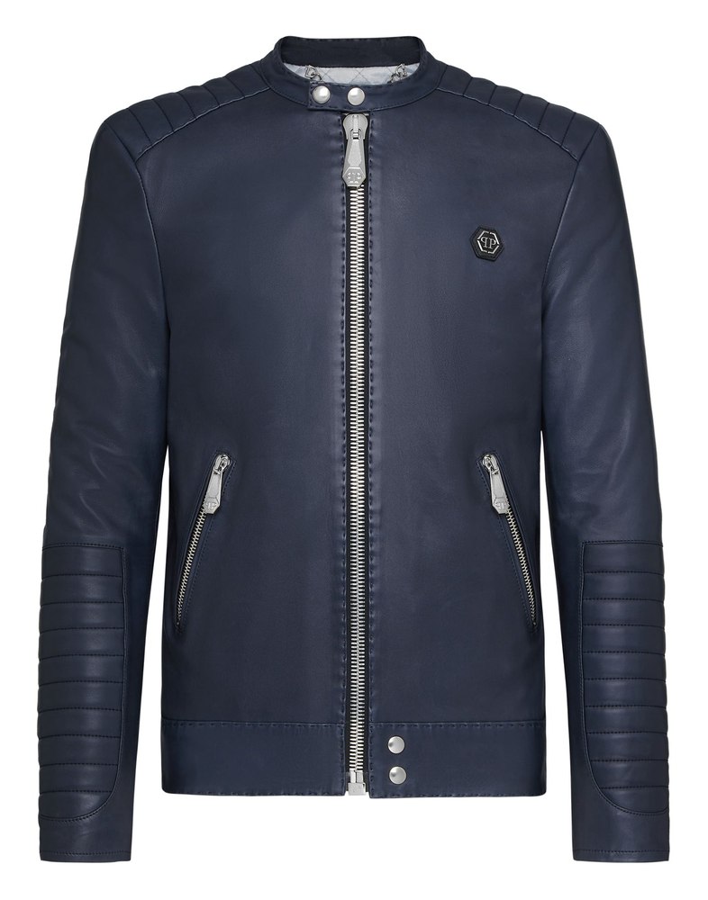 Lambskin handstitched Moto Jacket Iconic Plein 7676512567356