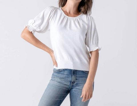Puff Sleeve Tee In White