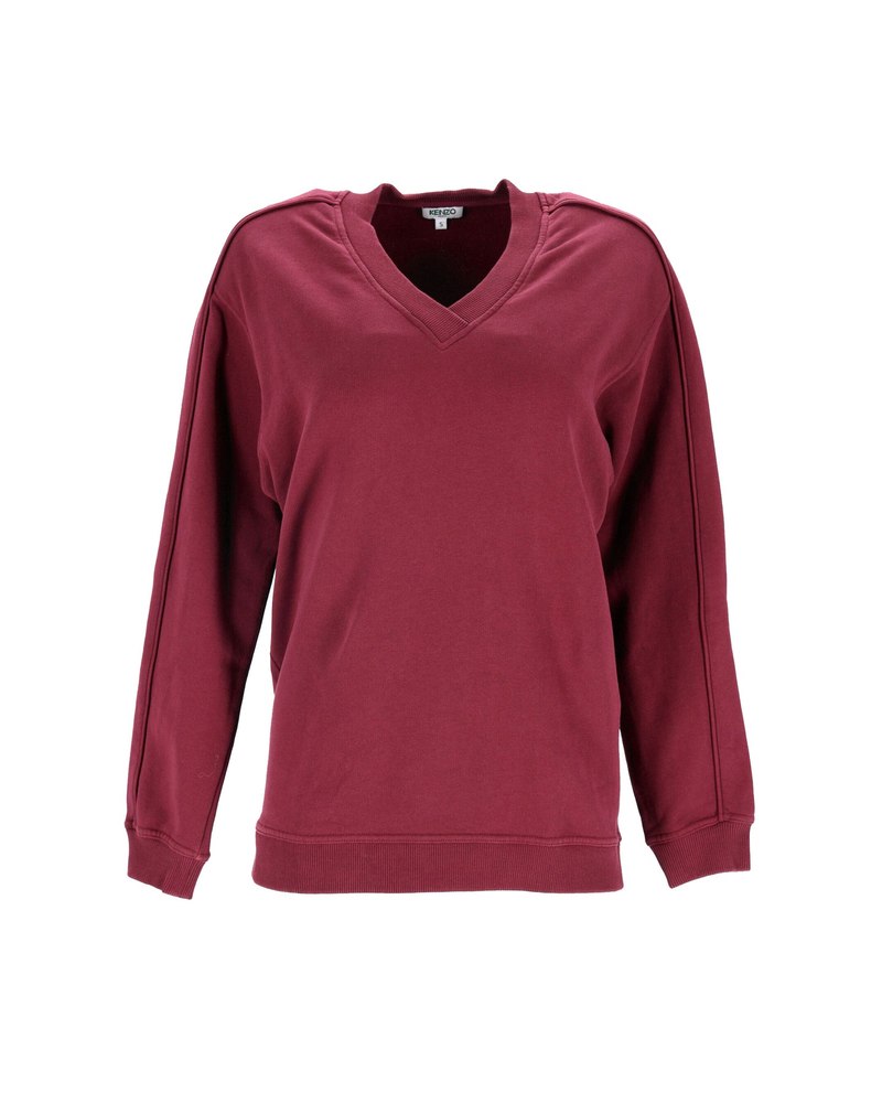 Kenzo Back Logo Sweater in Burgundy Cotton 7766498345020