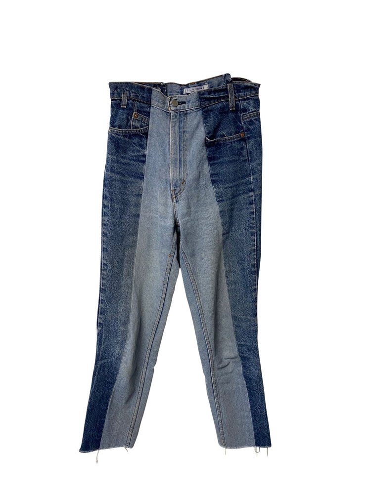 E.L.V. Contrast Straight Leg Jeans in Blue Denim 7766498443324