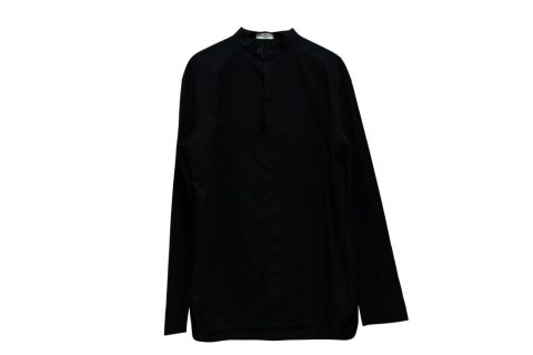 Balenciaga Half Front Button Mandarin Collar Shirt in Black Cotton 7766499754044