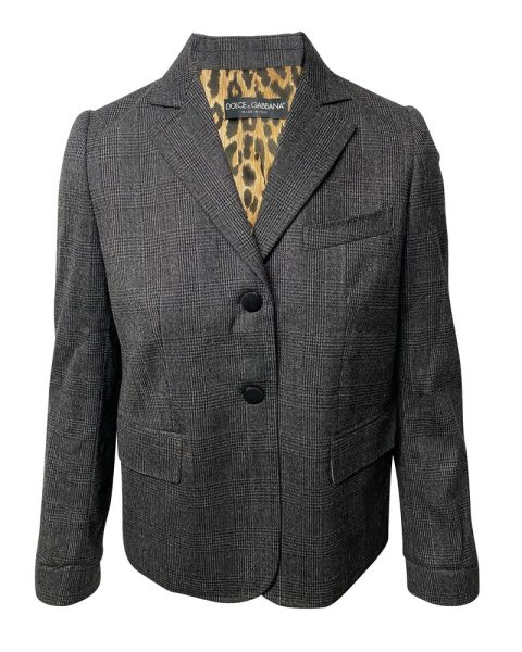 Dolce & Gabbana Single Breasted Leopard Print Lining Blazer In Grey Wool 7766498705468