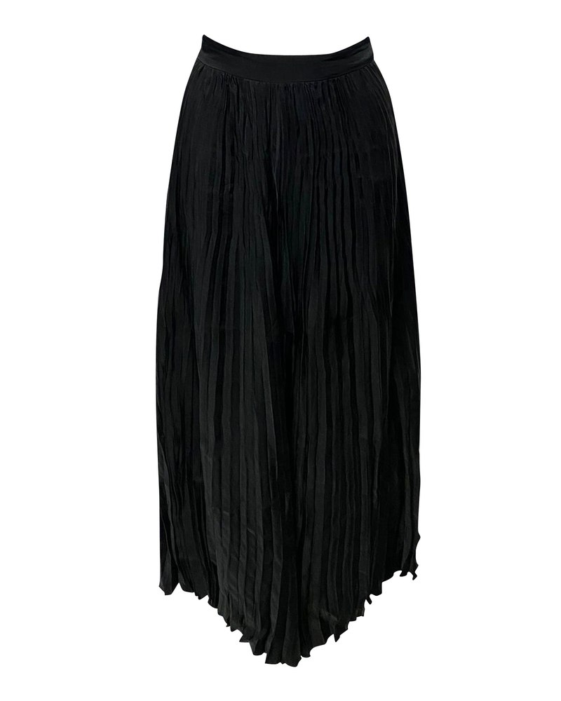 Joseph Pleated Midi Skirt in Black Cupro 7766498639932