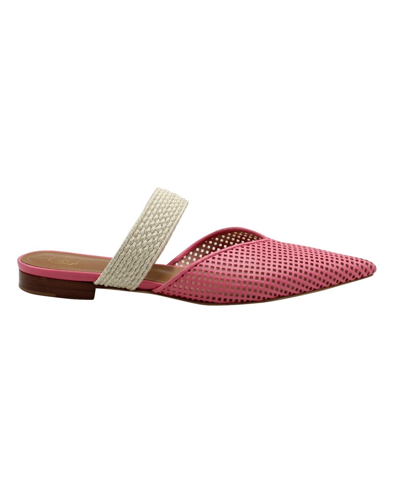 Malone Souliers Maisie Flat Mules in Pink Leather 7766500442172