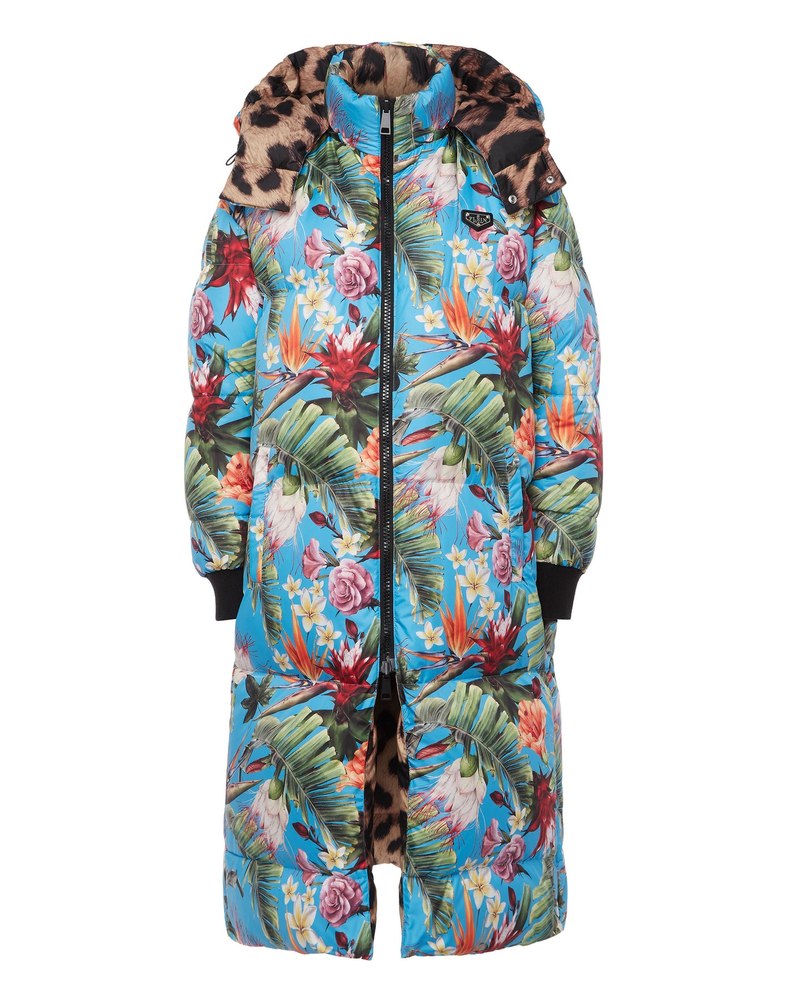 Reversible Nylon Long Jacket Iconic Plein 7676515647548