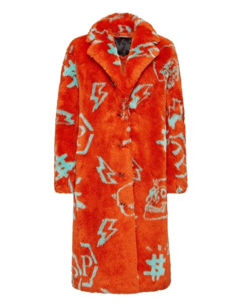 Eco fur Long Coat Monogram 7676517548092