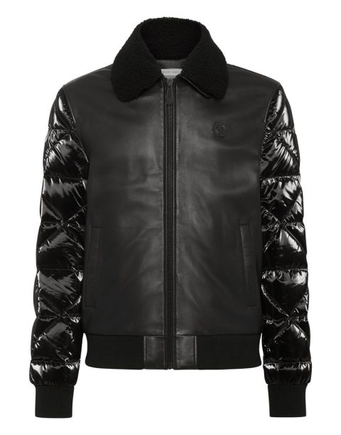 Leather and Nylon Jacket 7676518367292