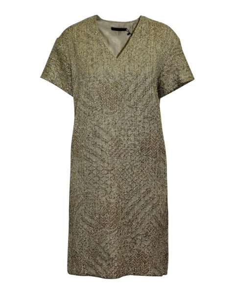 The Row Glitter Embellished Short Dress in Metallic Gold Polyester 7766505193532