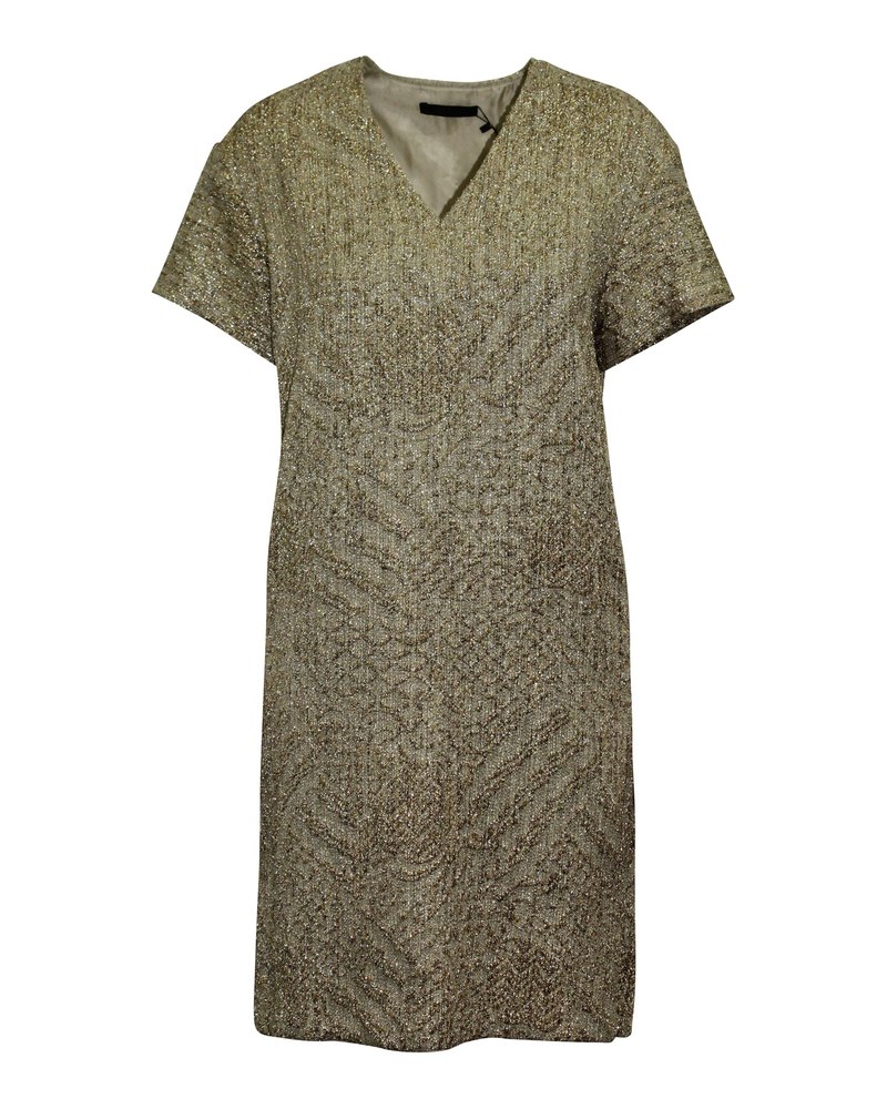 The Row Glitter Embellished Short Dress in Metallic Gold Polyester 7766505193532