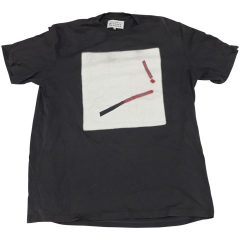 Maison Martin Margiela Printed Crew Neck T-Shirt in Grey Cotton 7766505455676
