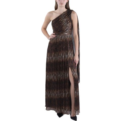 Metallic One Shoulder Evening Dress