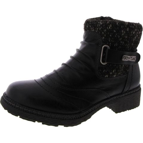 Citrine-B Faux Leather Buckle Ankle Boots