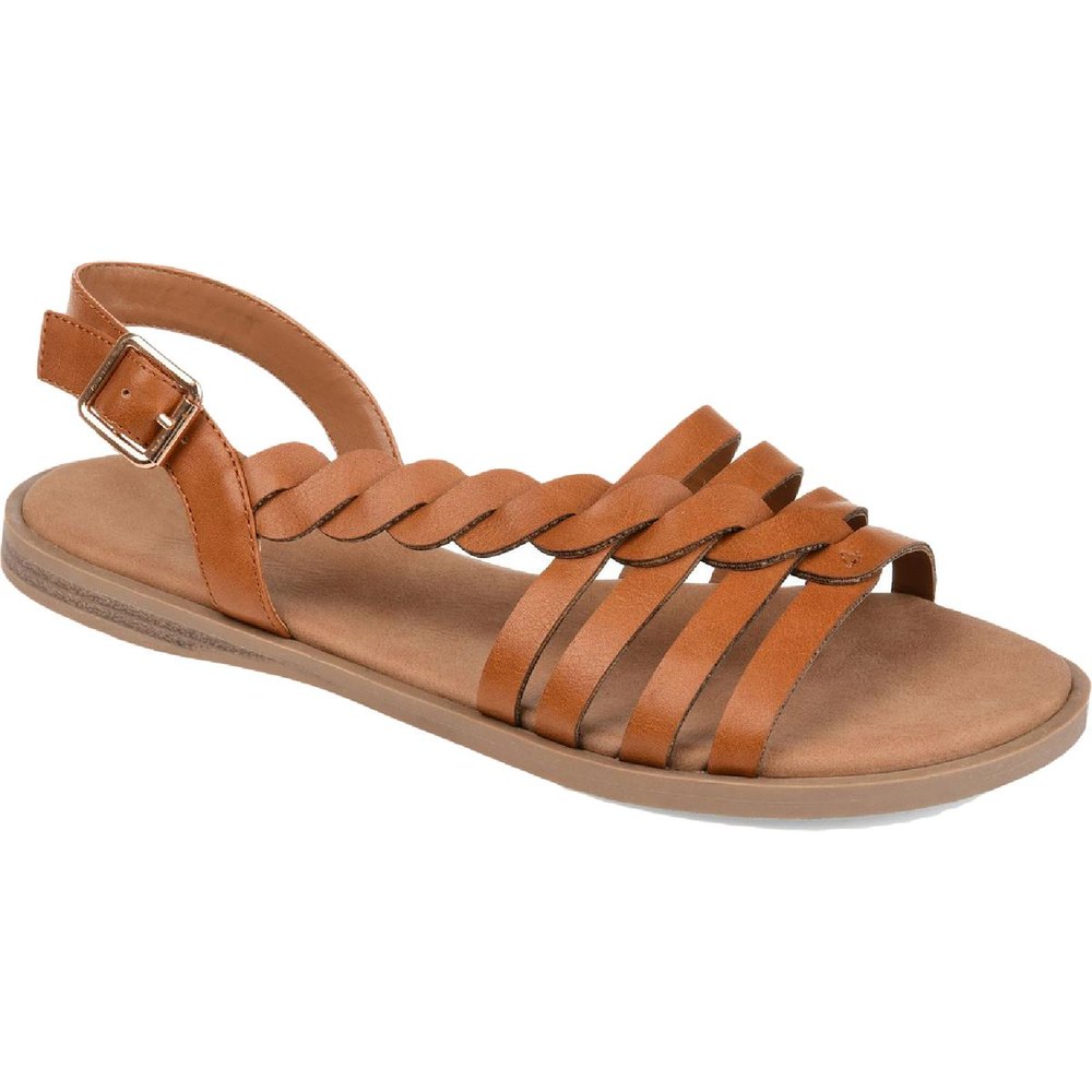SOLAY Faux Leather Slingback Flat Sandals