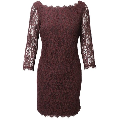 Diane Von Furstenberg Lace Dress in Burgundy Rayon 7766502867004