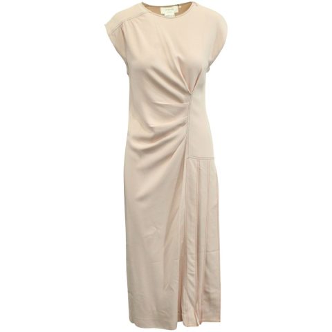 Sportmax Pleated Midi Dress in Pink Viscose 7766504505404
