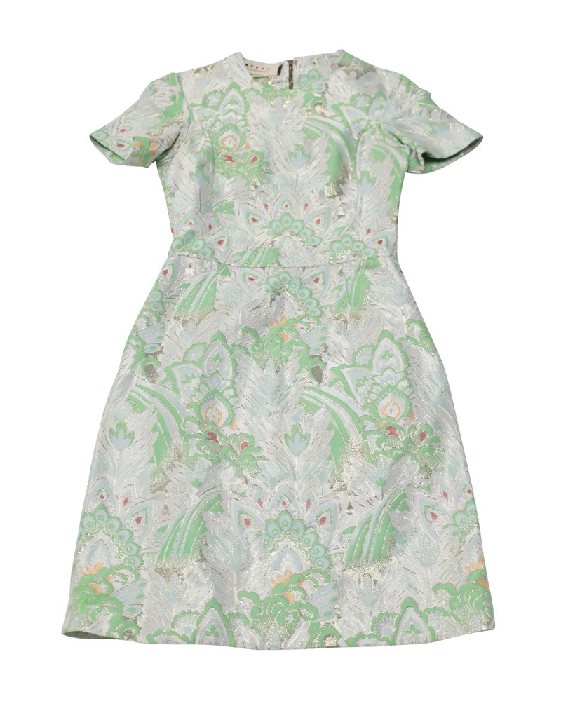 Marni Winter Edition 2012 Brocade Mini Dress in Green Polyester 7766504112188