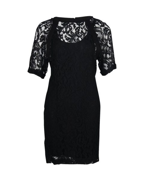 Maje Lace with Slip Dress in Black Viscose 7766502375484