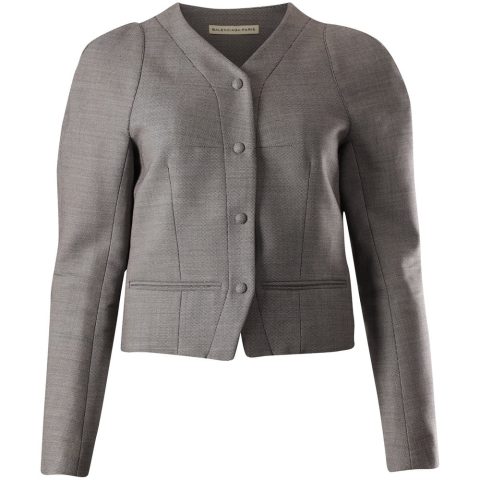 Balenciaga Tailored Puff Sleeve Jacket in Grey Wool 7766504210492