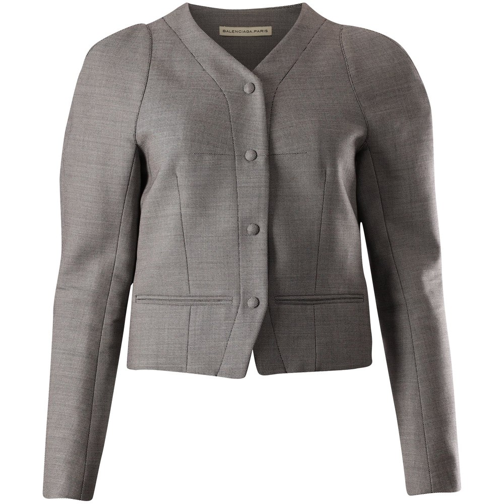 Balenciaga Tailored Puff Sleeve Jacket in Grey Wool 7766504210492