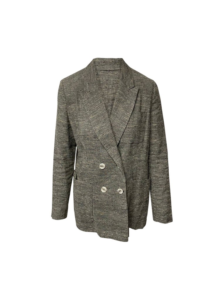 Isabel Marant Kelis Double-breasted Donegal Jacket In Grey Silk 7766508339260