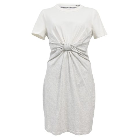 Alexander Wang T Knotted T-shirt Dress In White Cotton 7766510239804