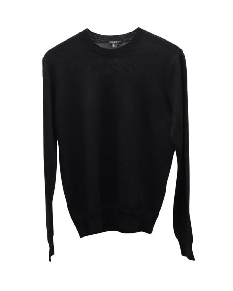 Theory Crewneck Sweater in Black Wool 7766509420604