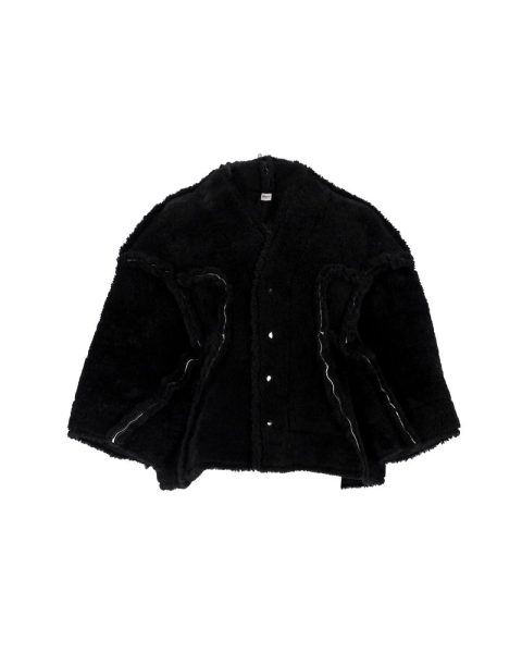 Rick Owens Legaspi Cropped Jacket in Black Shearling 7766509879356