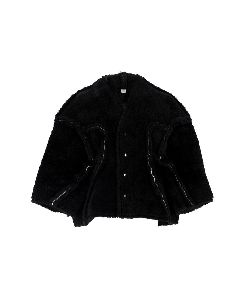 Rick Owens Legaspi Cropped Jacket in Black Shearling 7766509879356