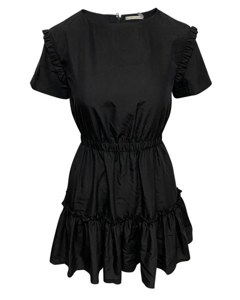 Alice + Olivia Garner Ruffled Mini Dress in Black Modal 7766511026236
