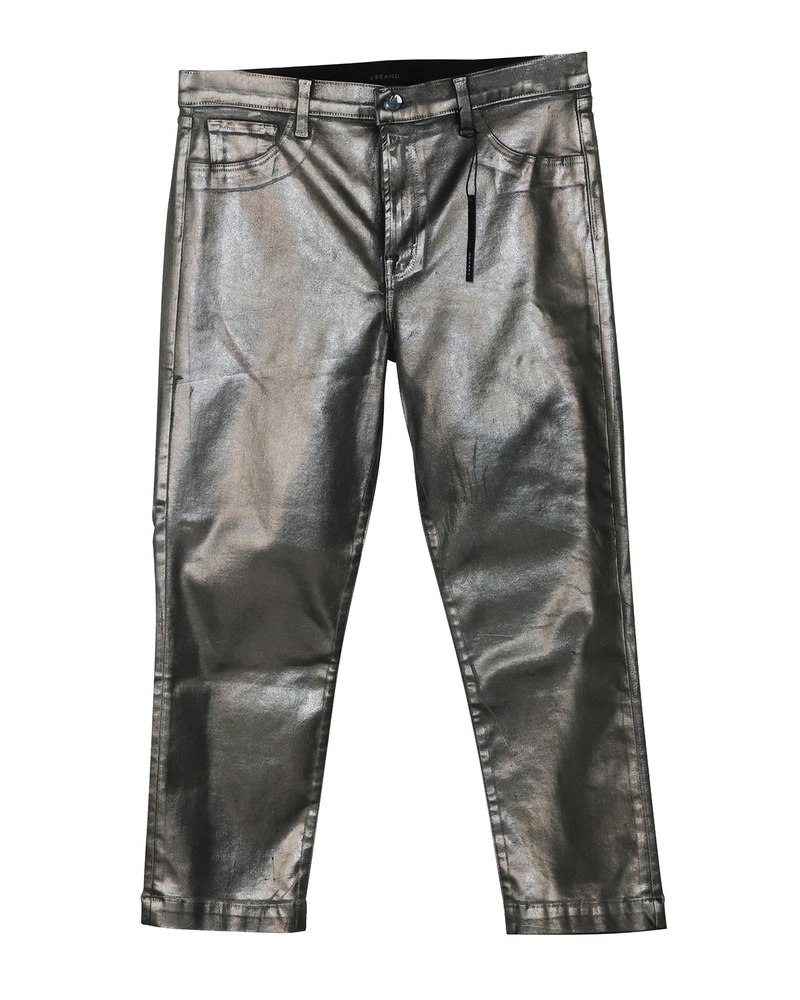 J Brand Ruby High Rise Crop Cigarette Jeans in Galactic Silver Lyocell 7766512140348