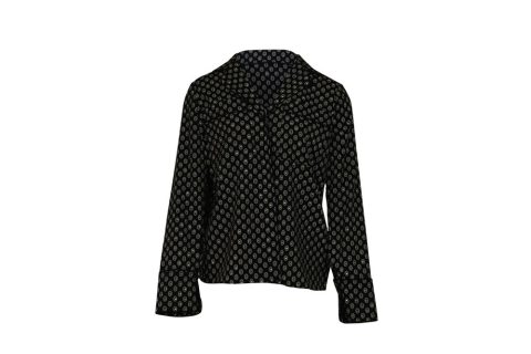 Michael Kors Studded Medallion Crushed Crepe Pajama Shirt in Black Polyester 7766512533564