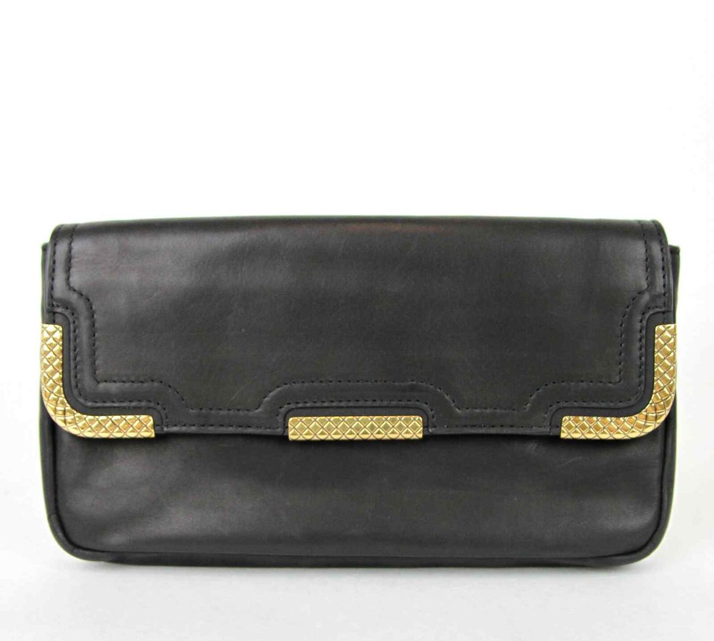 BOTTEGA VENETA Women’s Leather Clutch Bag w/Woven Detail