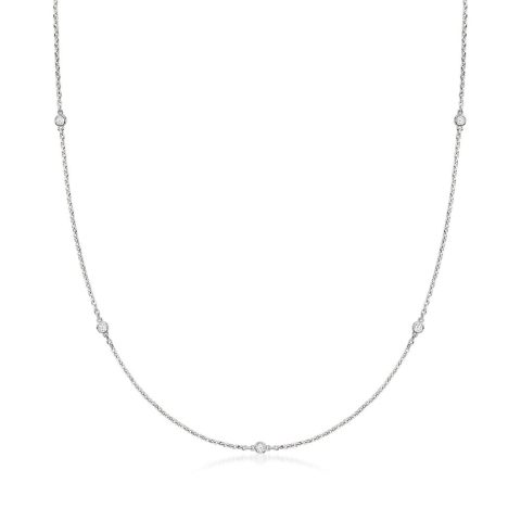 Ross-Simons Lab-Grown Diamond Station Necklace in Sterling Silver 7196146401340