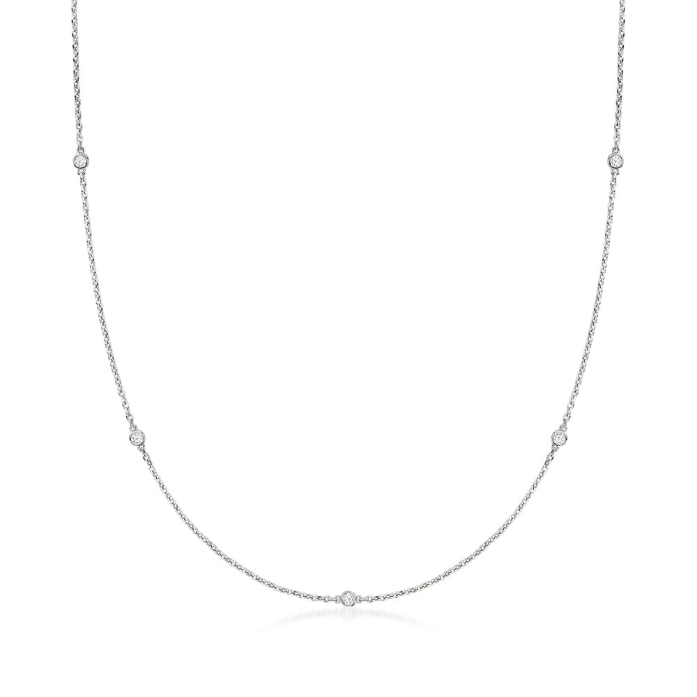 Ross-Simons Lab-Grown Diamond Station Necklace in Sterling Silver 7196146401340