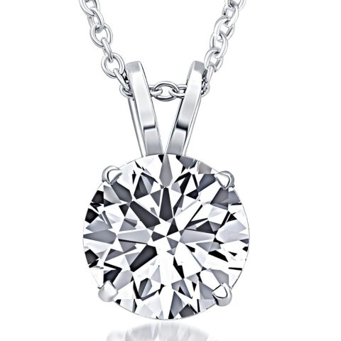 Certified 3.20Ct Round Solitaire Diamond Pendant White Gold Lab Grown Necklace