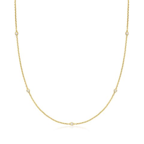 Ross-Simons Lab-Grown Diamond Station Necklace in 18kt Gold Over Sterling 7196150202428