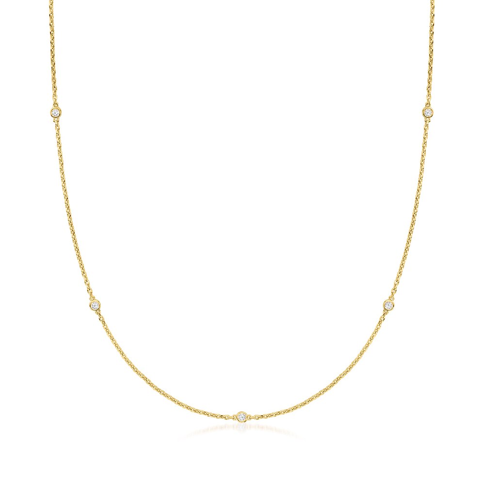 Ross-Simons Lab-Grown Diamond Station Necklace in 18kt Gold Over Sterling 7196150202428