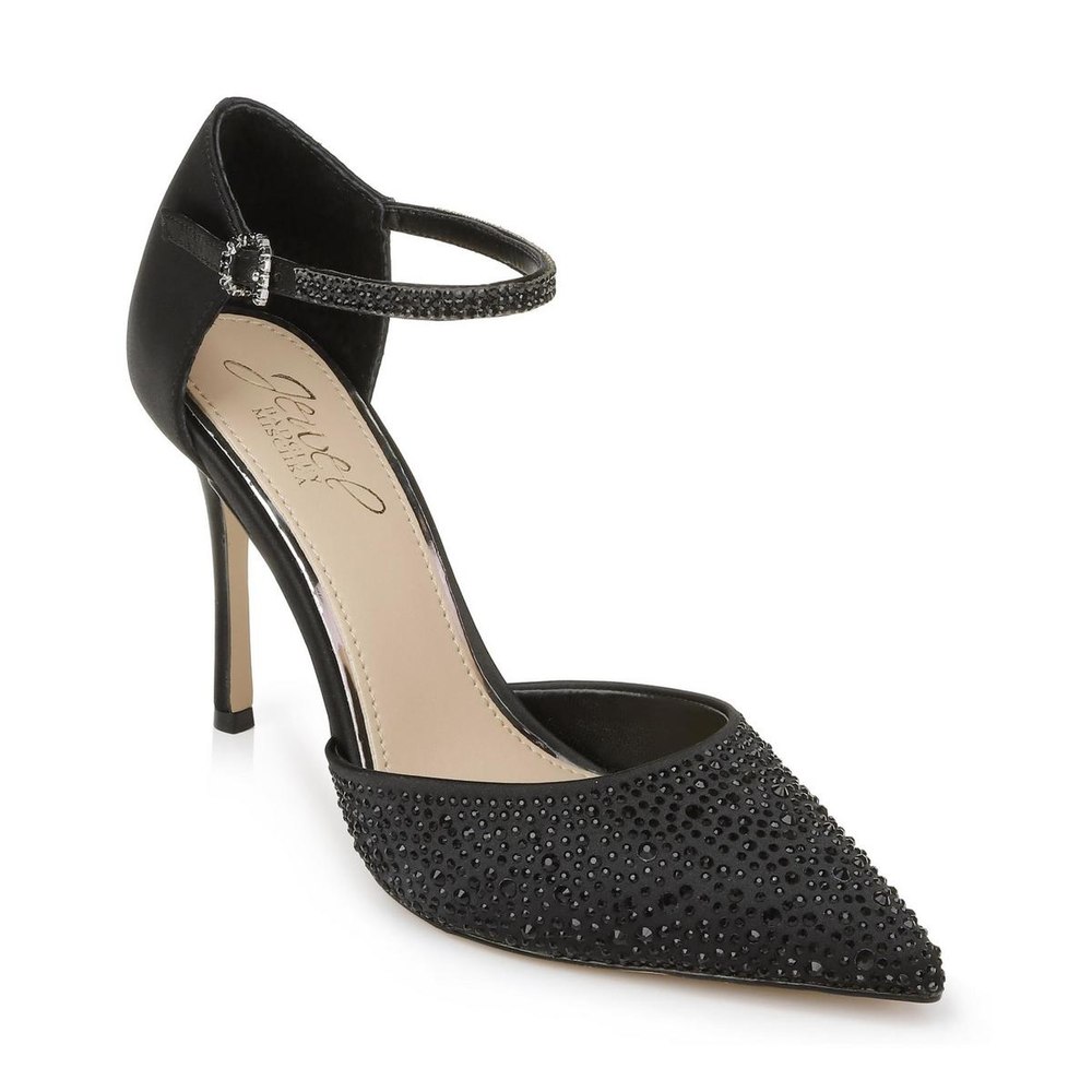Jailene Satin Rhinestone Pointed Toe Heels