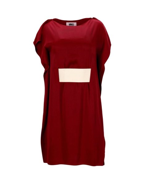 MM6 Maison Margiela Mini Dress in Burgundy Acetate 7766517317692