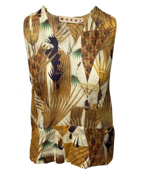 Marni Printed V-neck Tank Top in Multicolor Cotton 7766517940284