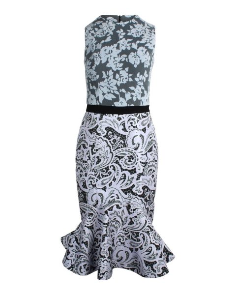 Mary Katrantzou Floral Midi Dress in Light Blue Polyester 7766519185468