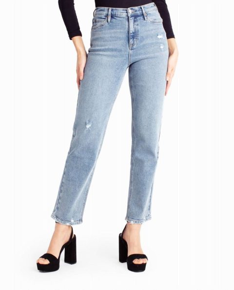 Alphabet City High Rise Slim Straight Jean In Medium Blue 7676563685436