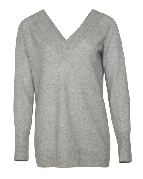 Equipment V-necked Sweater in Grey Cashmere 7766516367420