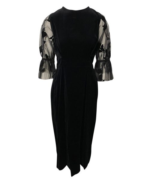 Mother of Pearl Faith Velvet and Flocked Tulle Dress 7766515548220