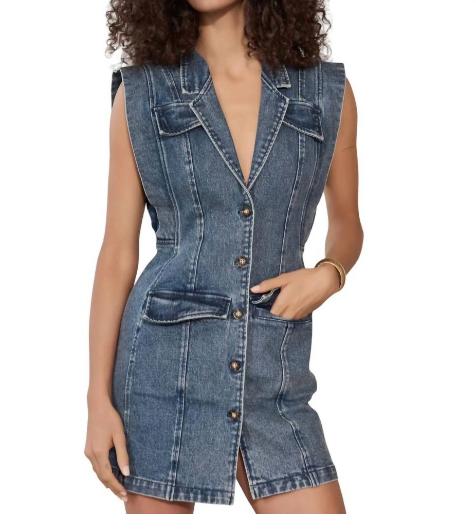 Becca Denim Dress In Blue Denim 7676560605244