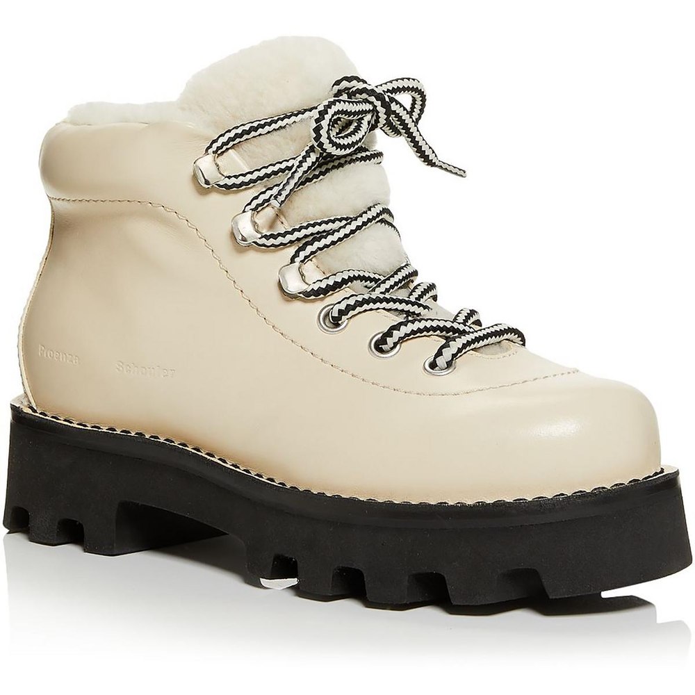 CA/MU Hiking Bootie Leather Almond Toe Ankle Boots