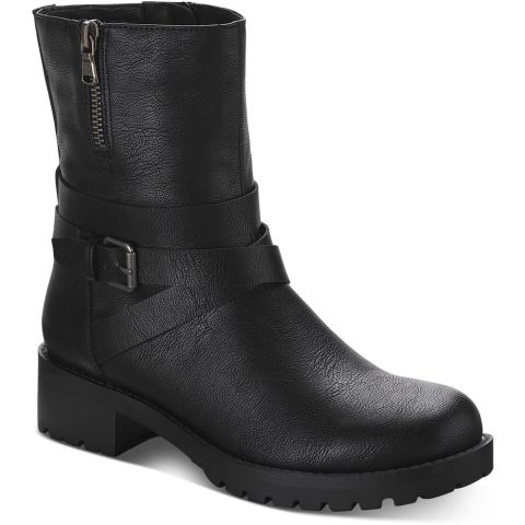Stellaa Faux Leather Lugged Sole Motorcycle Boots