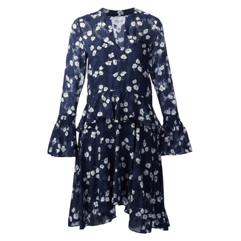 Women’s Floral Knee Length Flared Dress In Navy 7676577153084
