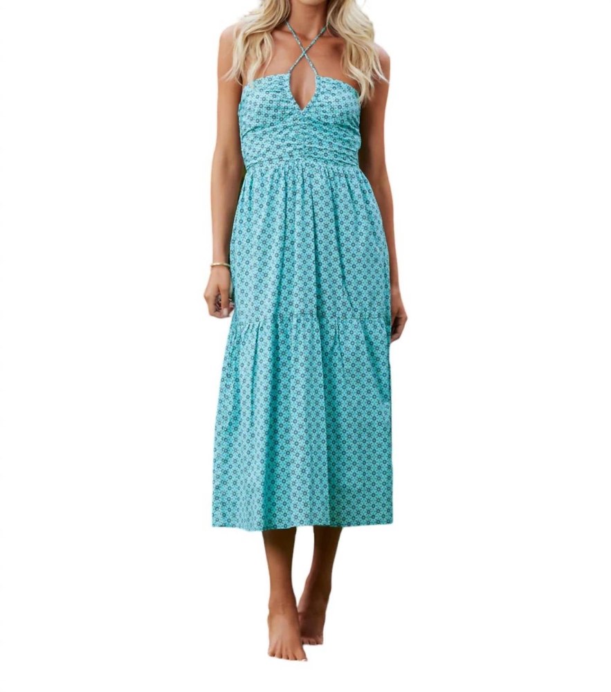Aeries Halter Dress In Blue 7676575187004
